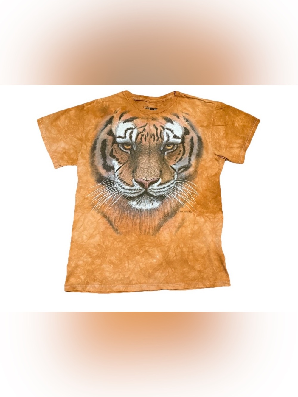 The Mountain 3D Tees 2011 Jeremy Paul Bengal Tiger Orange Tie Dye Shirt Mens Med